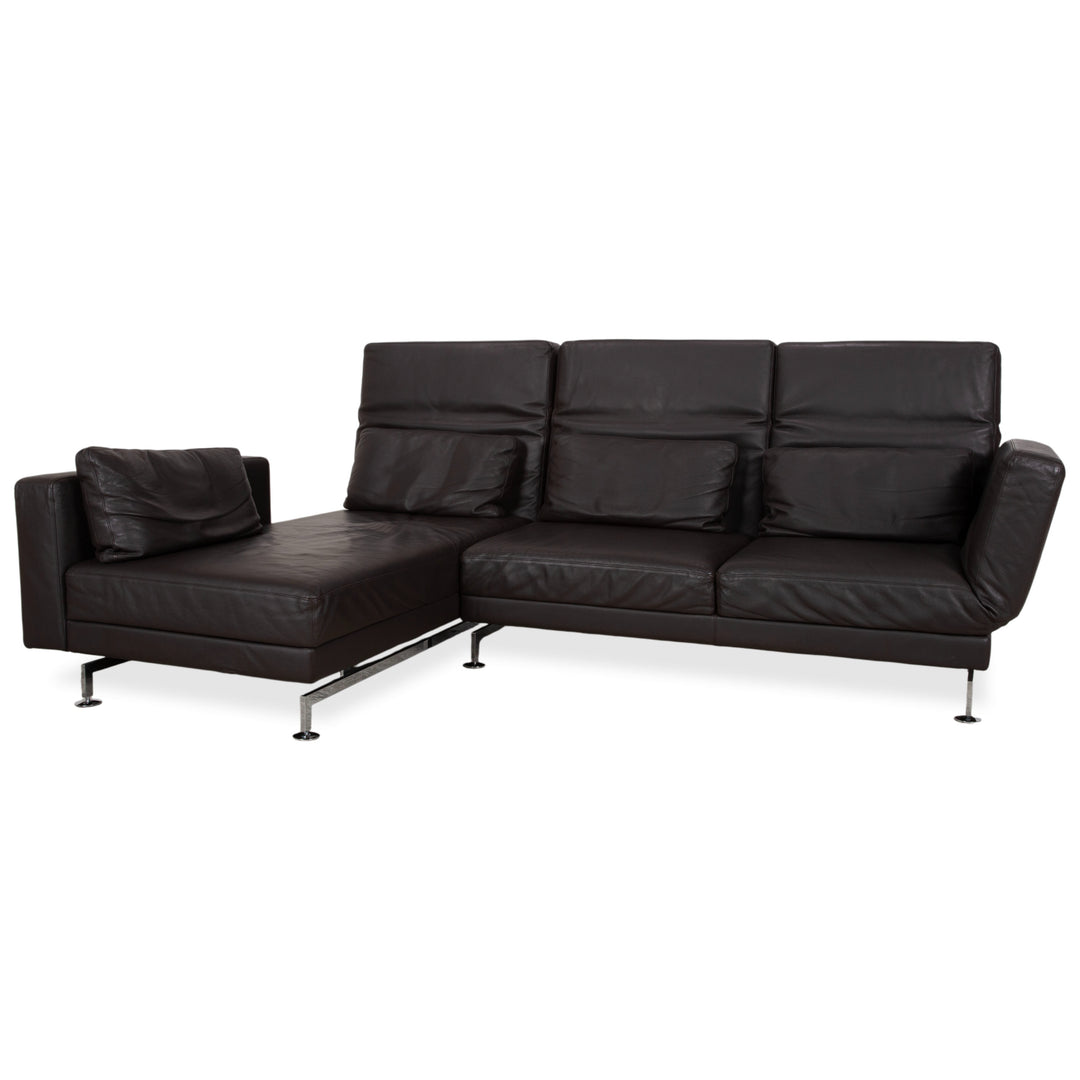Brühl Moule Leder Ecksofa Schwarz manuelle Funktion Sofa Couch
