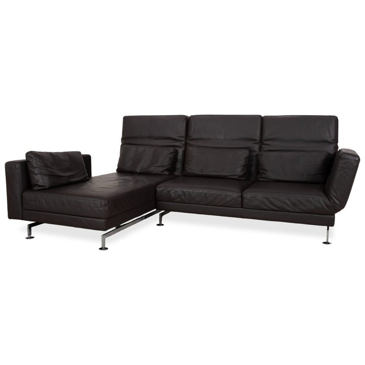 Brühl Moule Leder Ecksofa Schwarz manuelle Funktion Sofa Couch