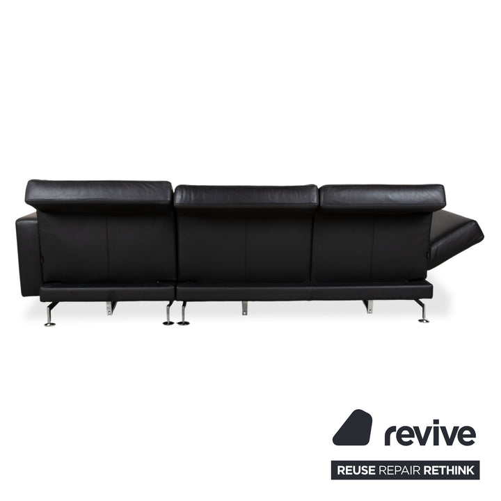 Brühl Moule Leder Chrom Ecksofa Schwarz manuelle Funktion Sofa Couch
