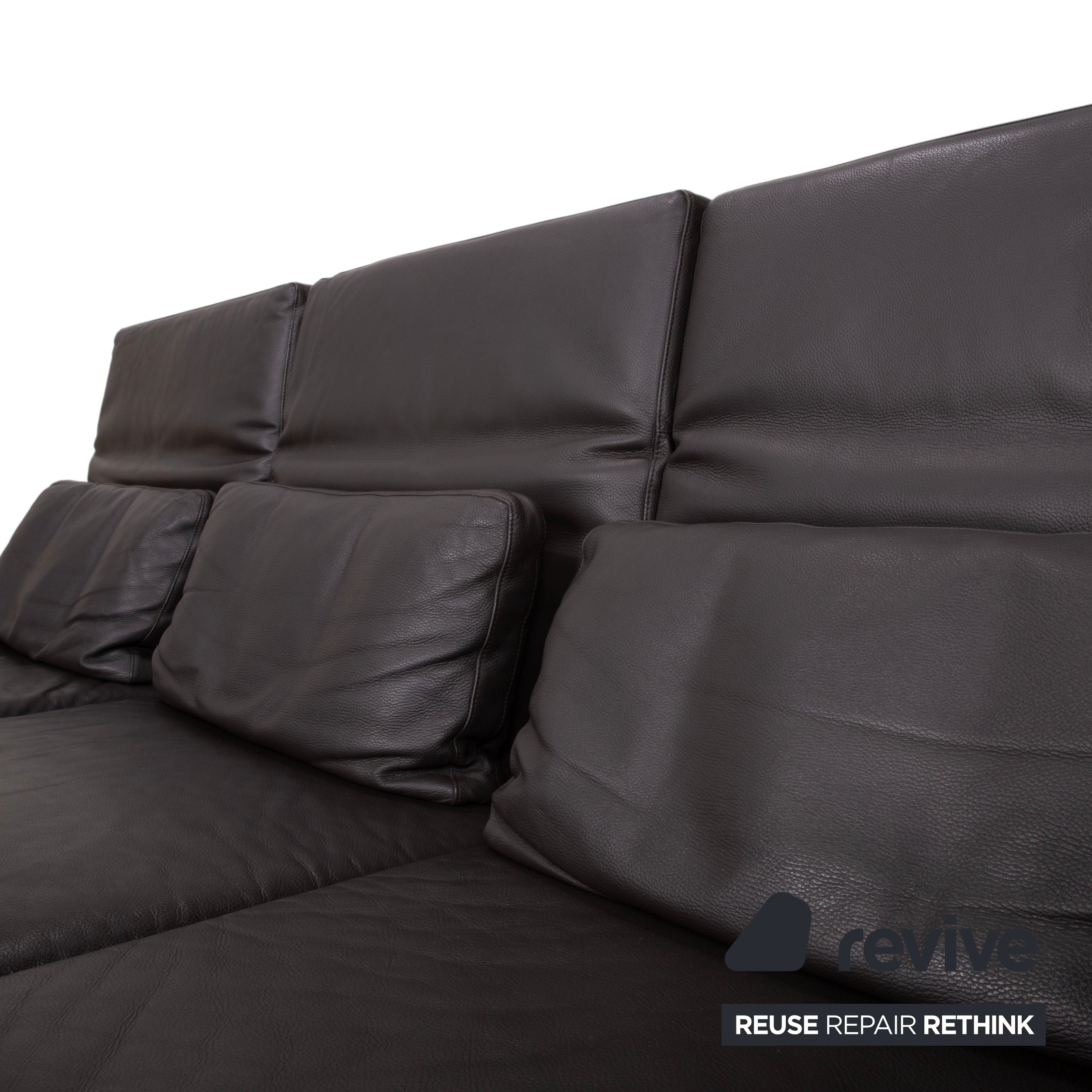 Brühl Moule Leather Corner Sofa Black Manual Function Sofa Couch