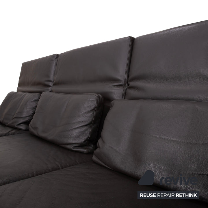 Brühl Moule Leder Ecksofa Schwarz manuelle Funktion Sofa Couch