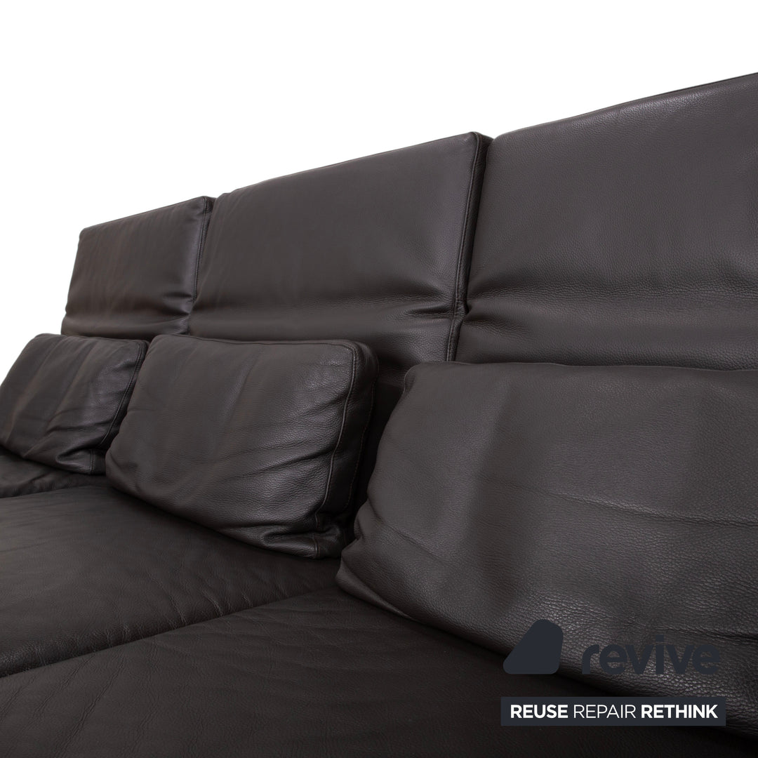 Brühl Moule Leder Ecksofa Schwarz manuelle Funktion Sofa Couch