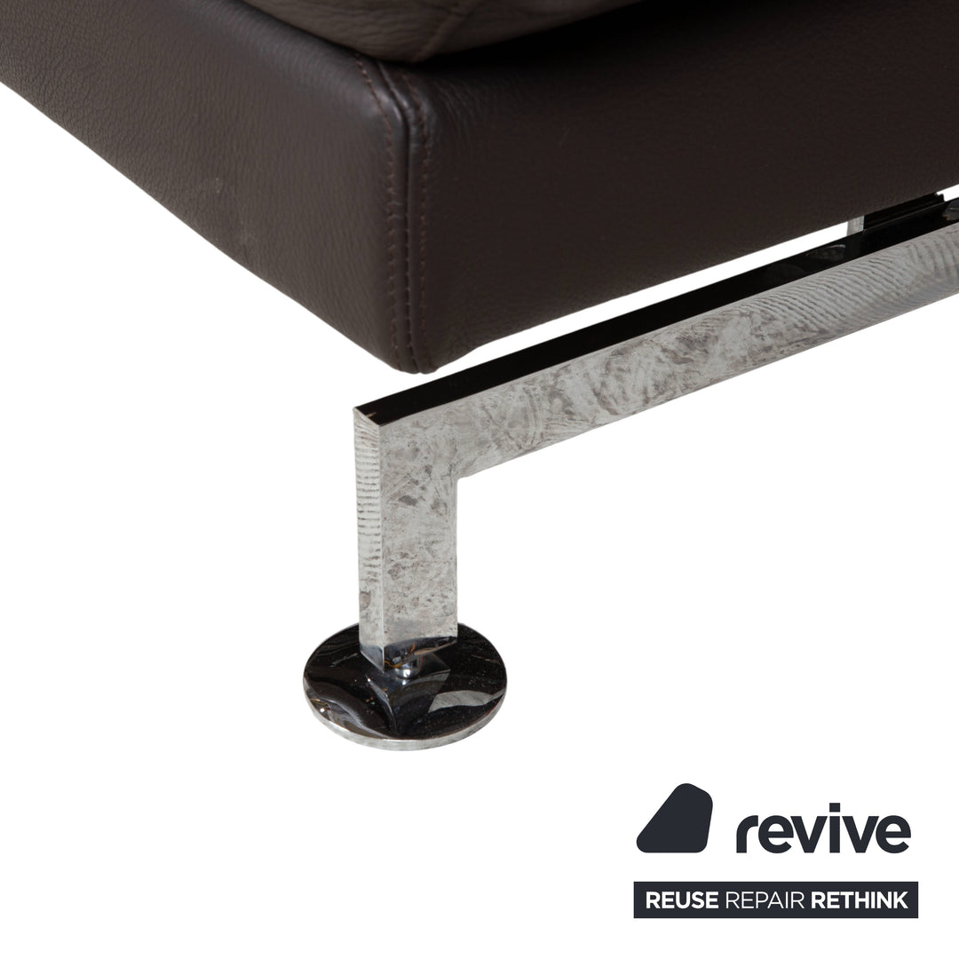 Brühl Moule Leather Corner Sofa Black Manual Function Sofa Couch