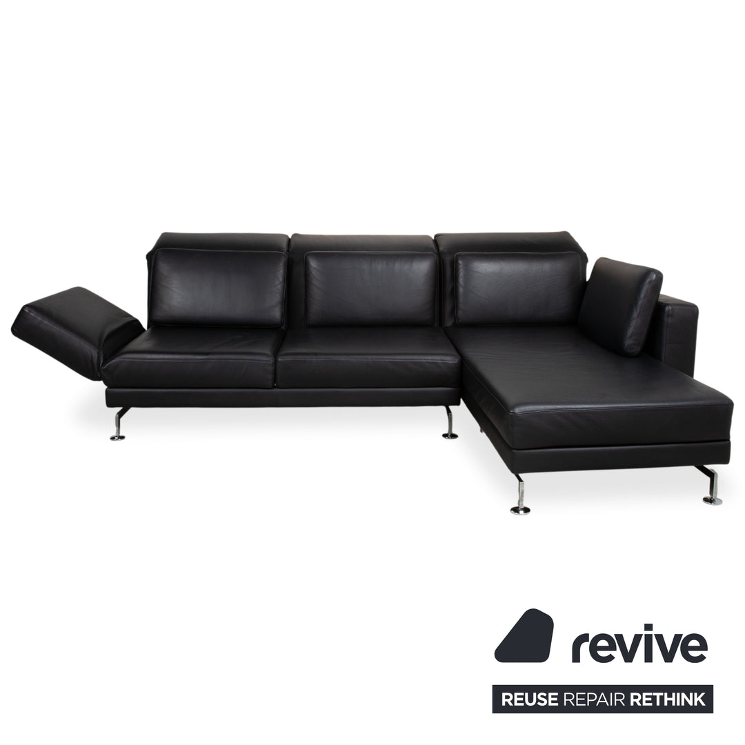 Brühl Moule Leder Chrom Ecksofa Schwarz Schlaffunktion Sofa Couch