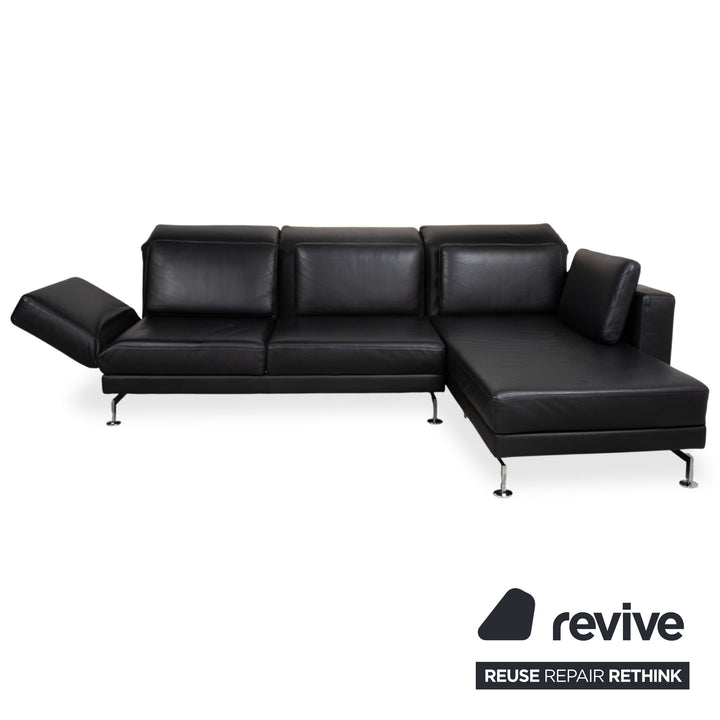 Brühl Moule Leder Chrom Ecksofa Schwarz Schlaffunktion Sofa Couch