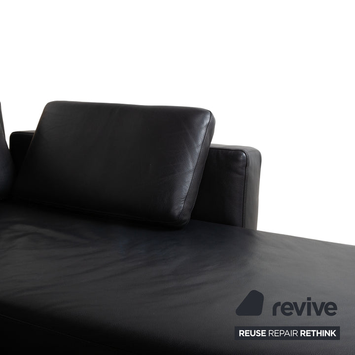 Brühl Moule Leder Chrom Ecksofa Schwarz manuelle Funktion Sofa Couch