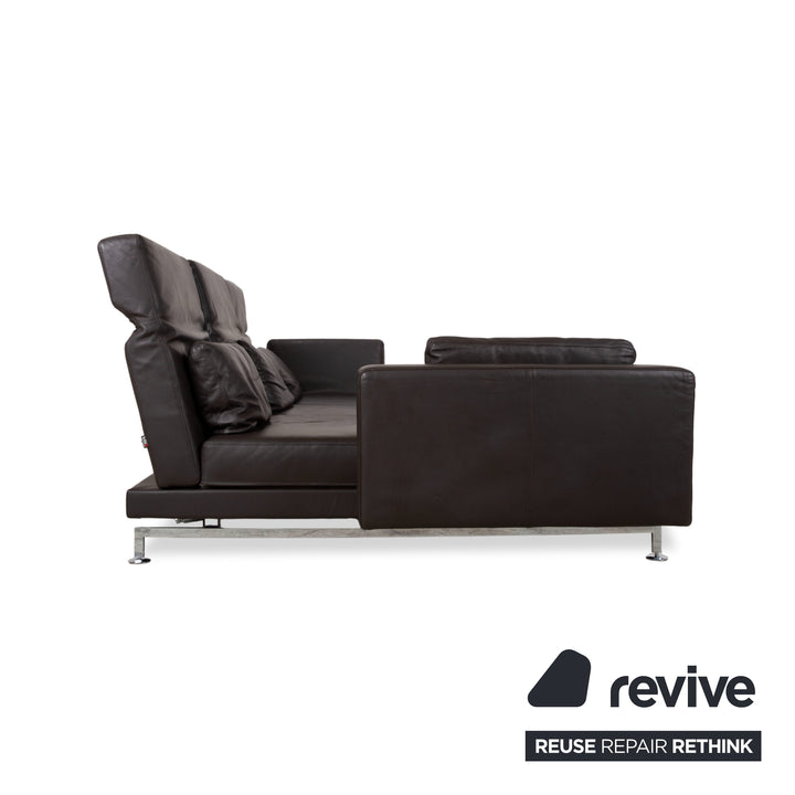 Brühl Moule Leder Ecksofa Schwarz manuelle Funktion Sofa Couch