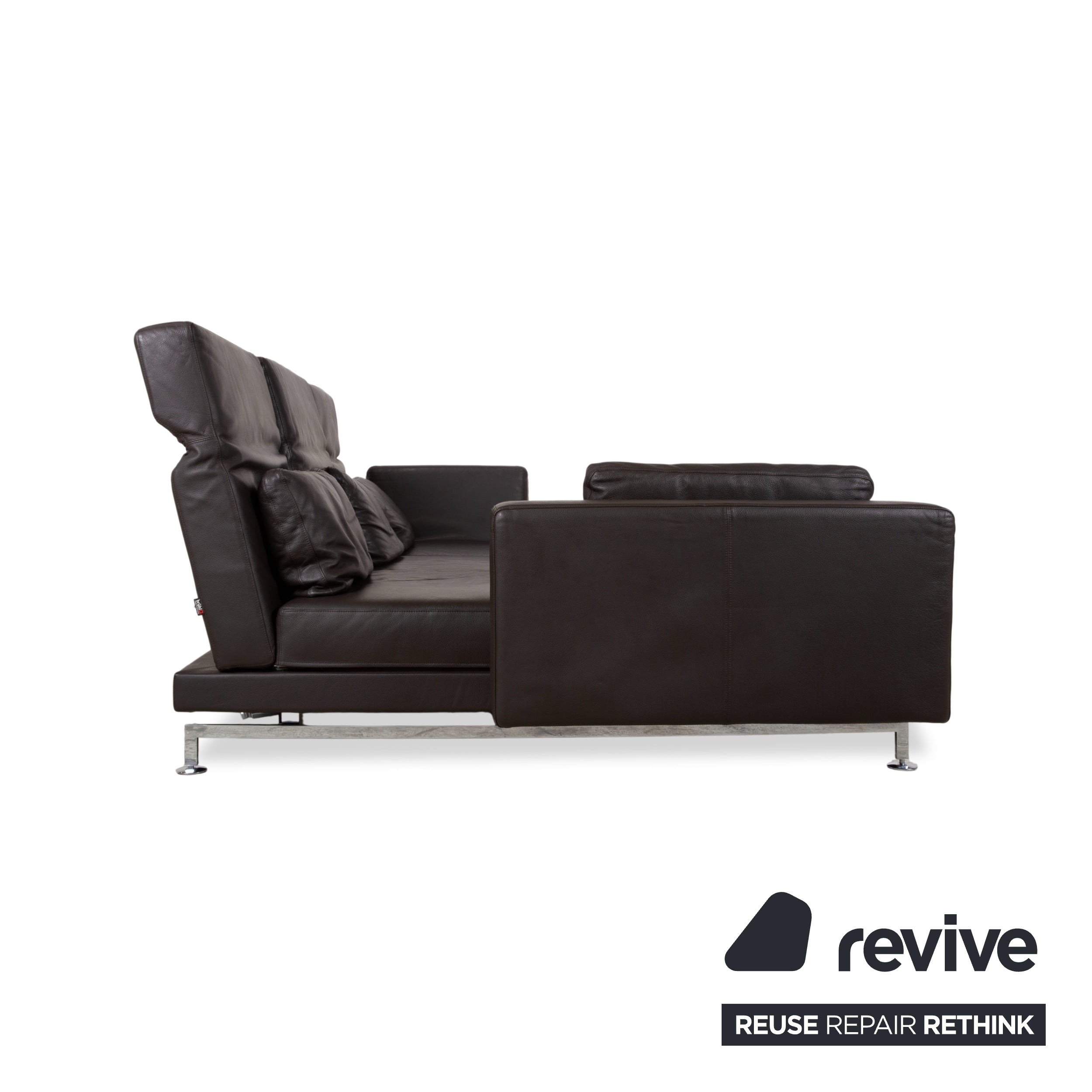 Brühl Moule Leather Corner Sofa Black Manual Function Sofa Couch