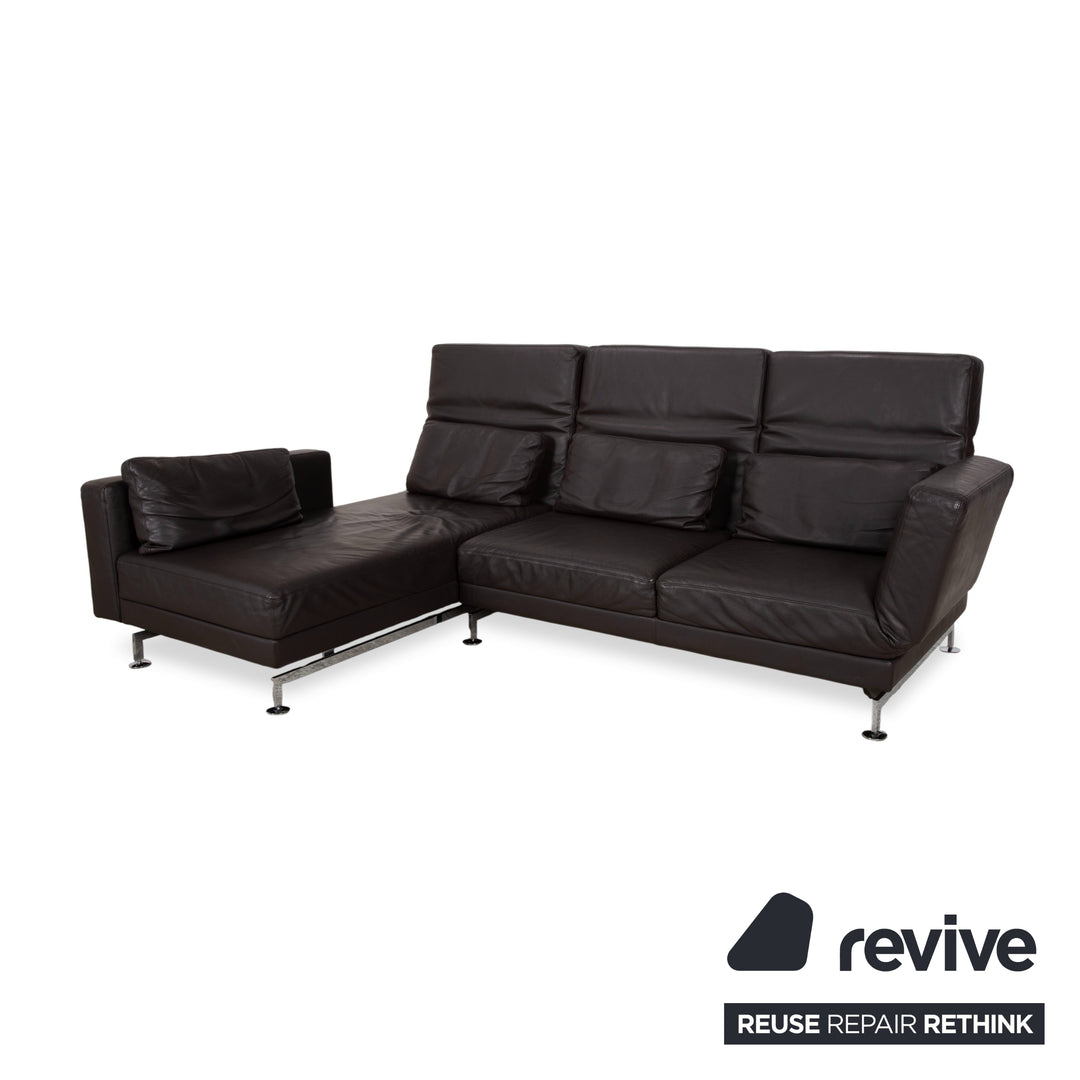 Brühl Moule Leder Ecksofa Schwarz manuelle Funktion Sofa Couch