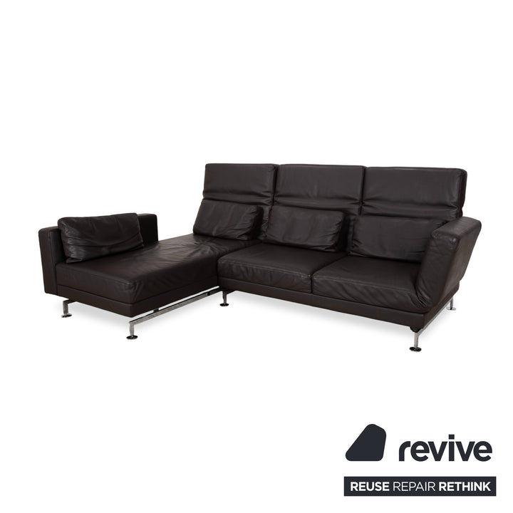 Brühl Moule Leder Ecksofa Schwarz manuelle Funktion Sofa Couch