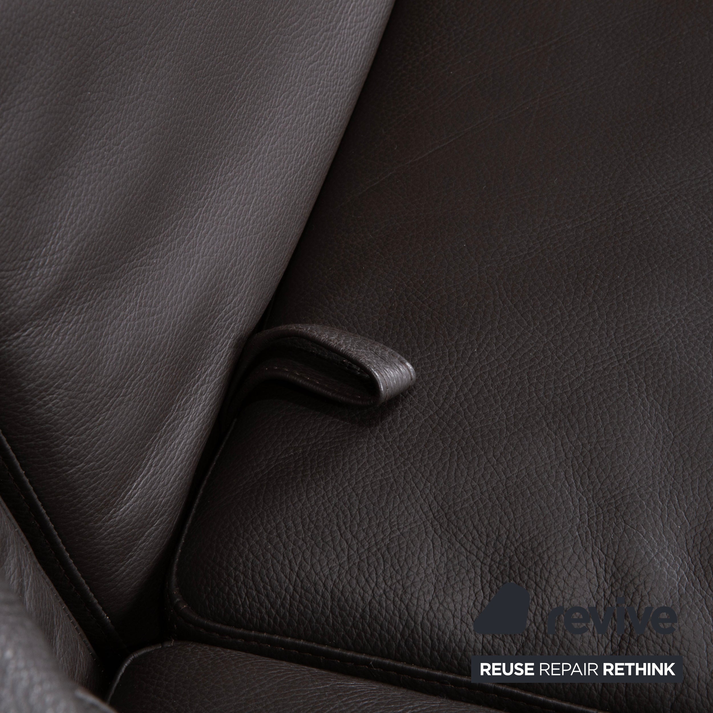Brühl Moule Leather Corner Sofa Black Manual Function Sofa Couch