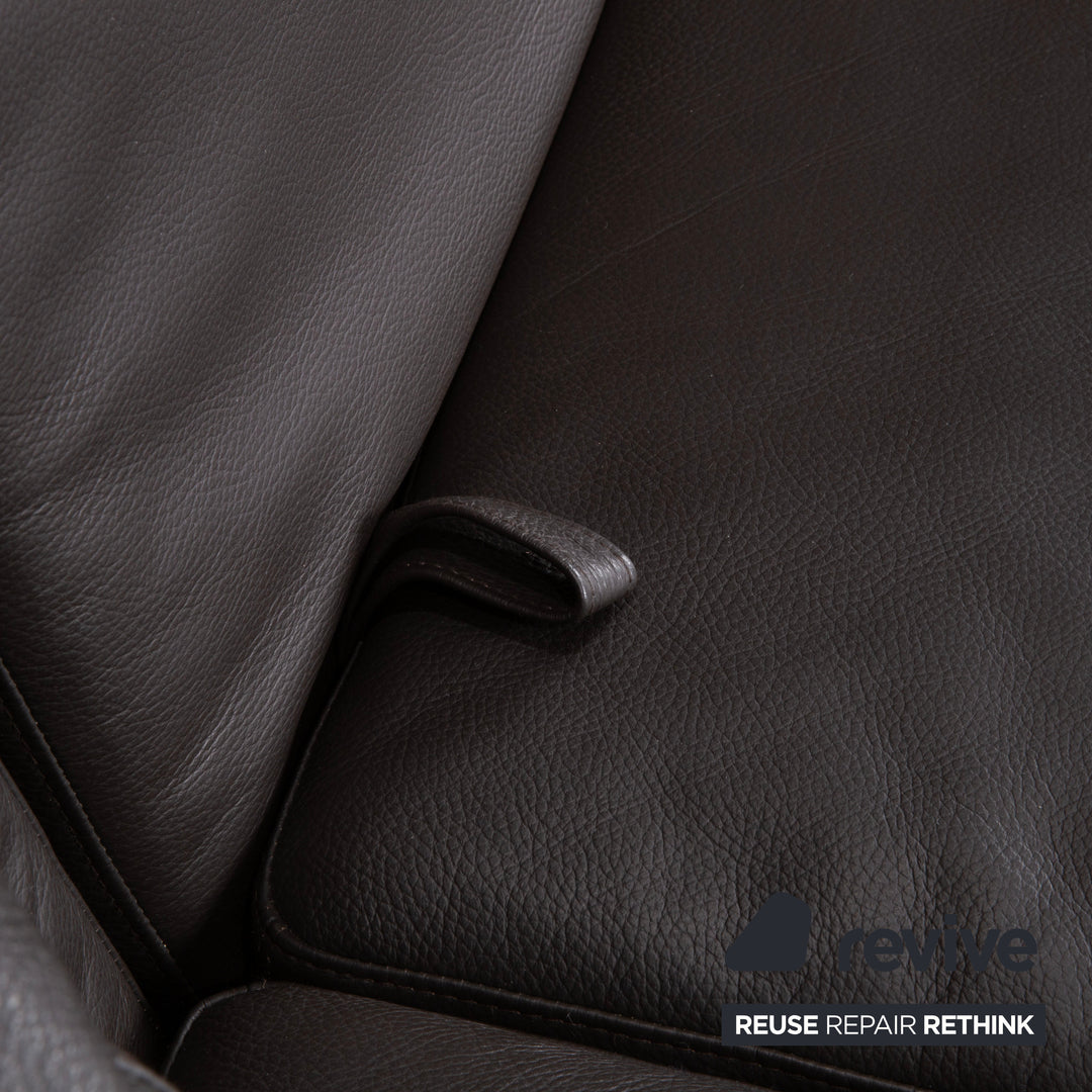 Brühl Moule Leder Ecksofa Schwarz manuelle Funktion Sofa Couch