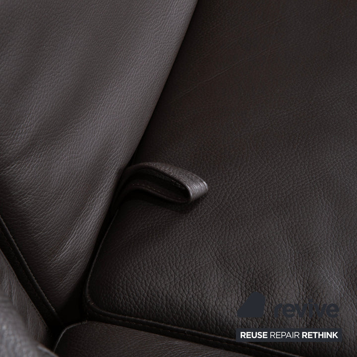 Brühl Moule Leder Ecksofa Schwarz manuelle Funktion Sofa Couch