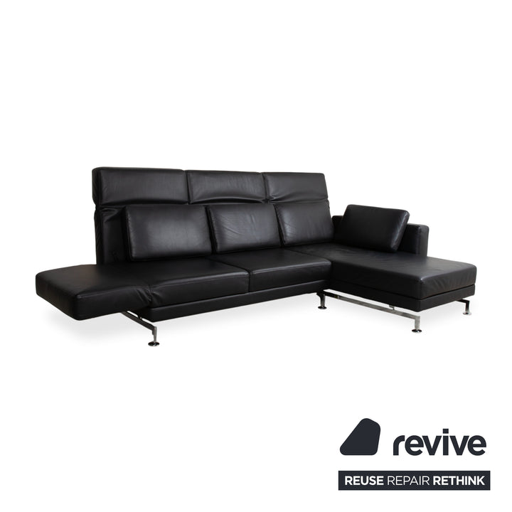 Brühl Moule Leder Chrom Ecksofa Schwarz Schlaffunktion Sofa Couch