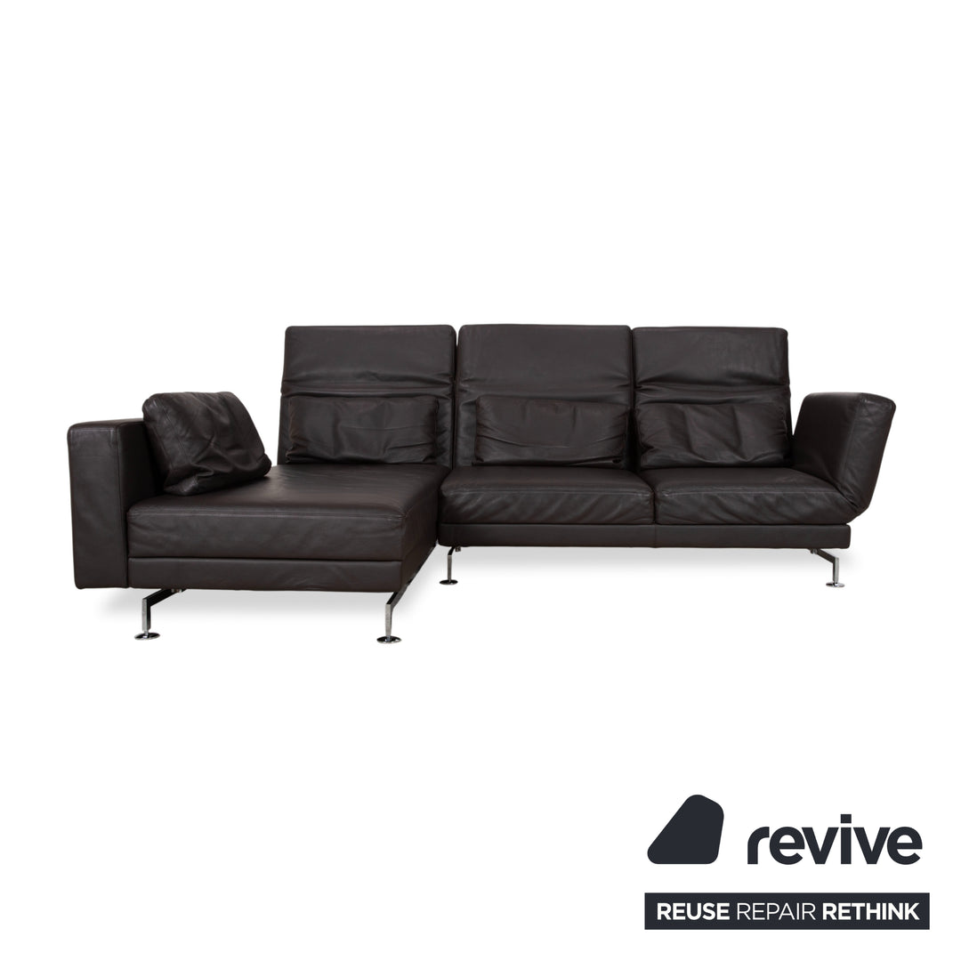 Brühl Moule Leder Ecksofa Schwarz manuelle Funktion Sofa Couch