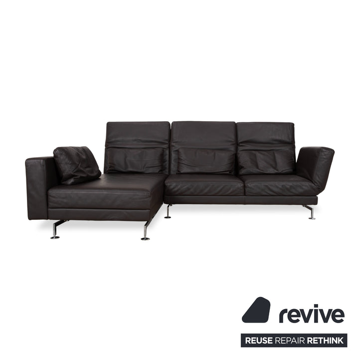 Brühl Moule Leder Ecksofa Schwarz manuelle Funktion Sofa Couch