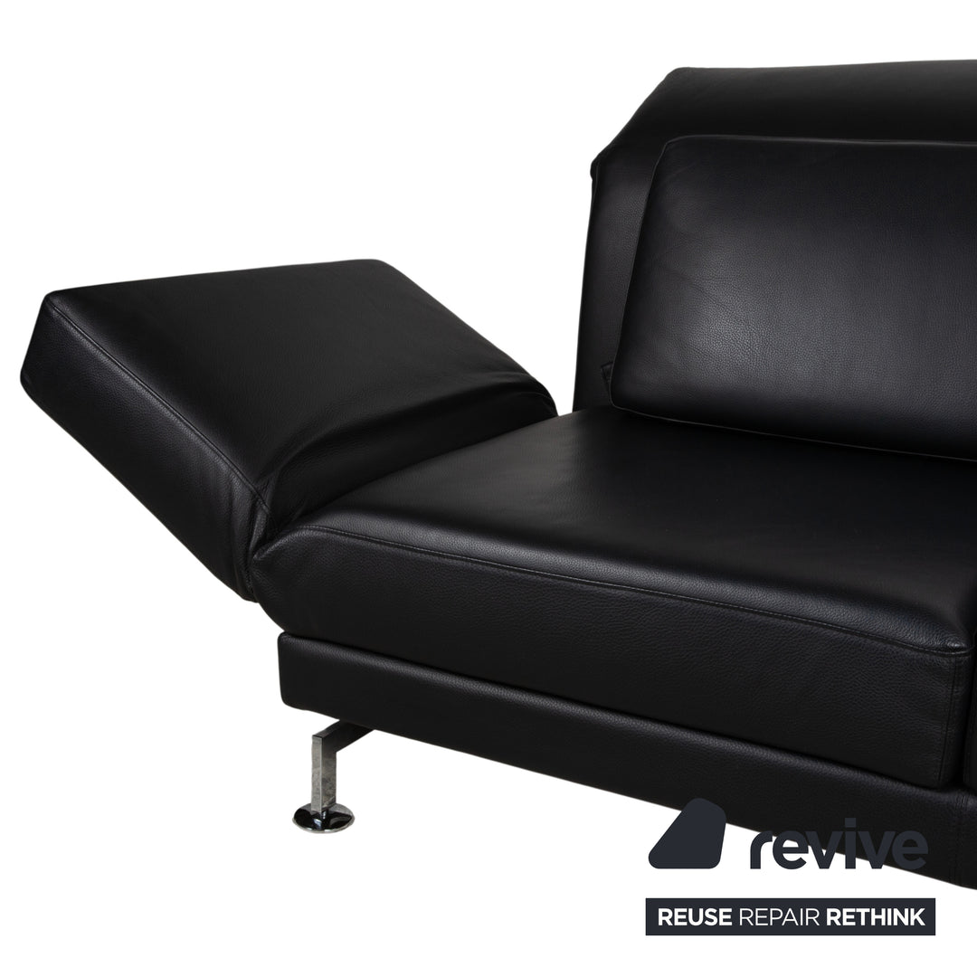 Brühl Moule Leder Chrom Ecksofa Schwarz manuelle Funktion Sofa Couch