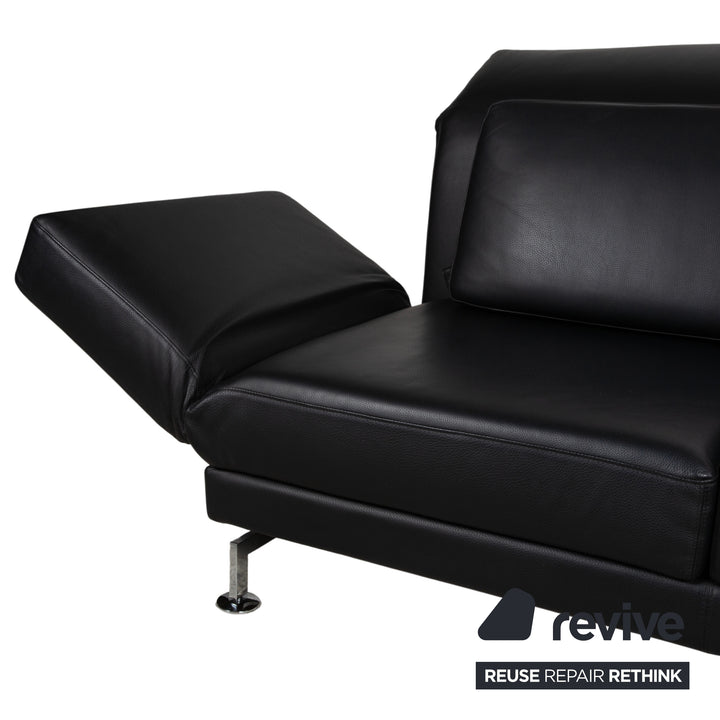 Brühl Moule Leder Chrom Ecksofa Schwarz manuelle Funktion Sofa Couch