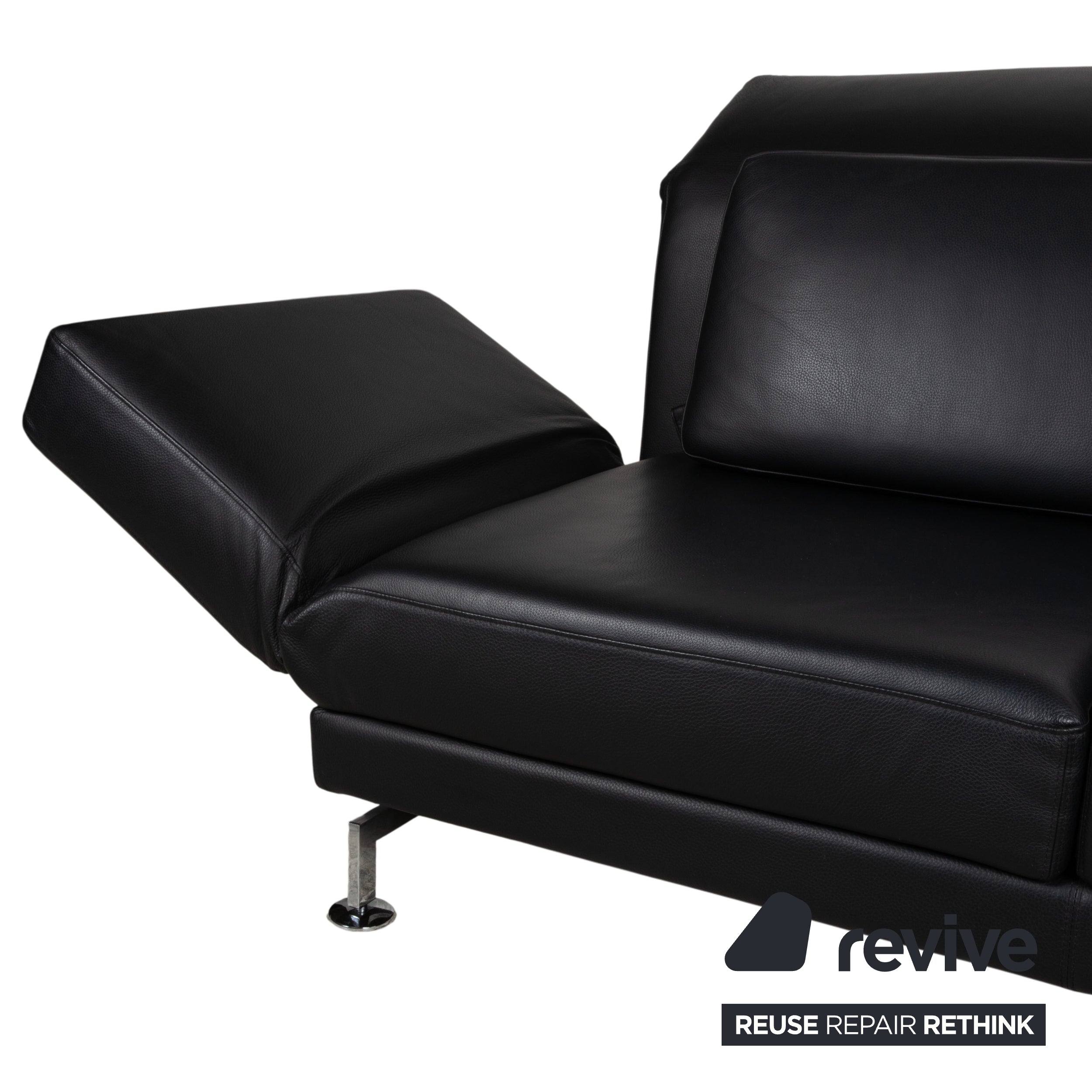 Brühl Moule Leder Chrom Ecksofa Schwarz Schlaffunktion Sofa Couch