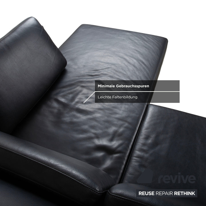 Brühl Moule Leder Chrom Ecksofa Schwarz manuelle Funktion Sofa Couch
