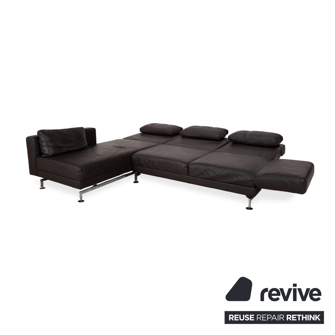 Brühl Moule Leder Ecksofa Schwarz manuelle Funktion Sofa Couch