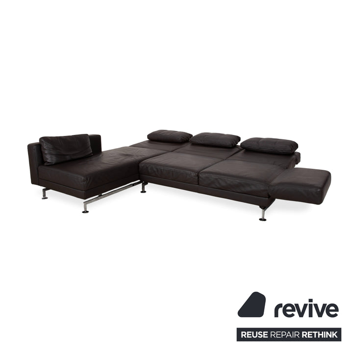 Brühl Moule Leder Ecksofa Schwarz manuelle Funktion Sofa Couch