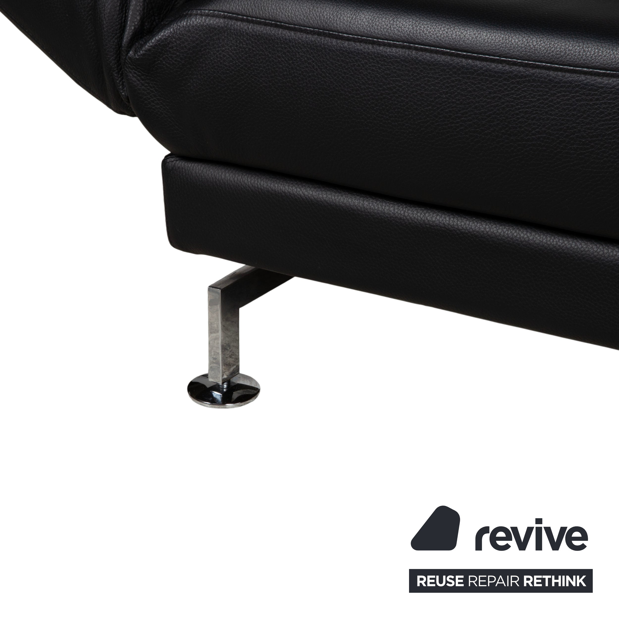 Brühl Moule Leder Chrom Ecksofa Schwarz manuelle Funktion Sofa Couch