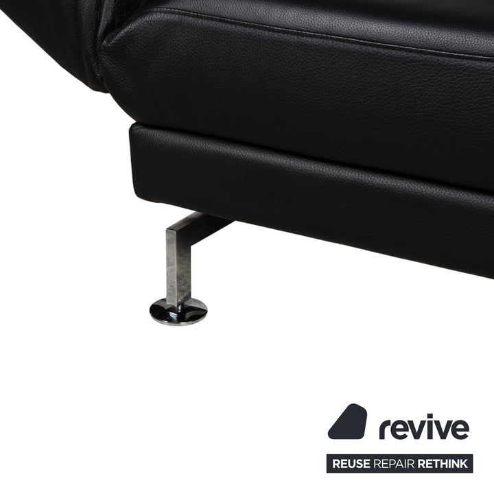 Brühl Moule Leder Chrom Ecksofa Schwarz Schlaffunktion Sofa Couch