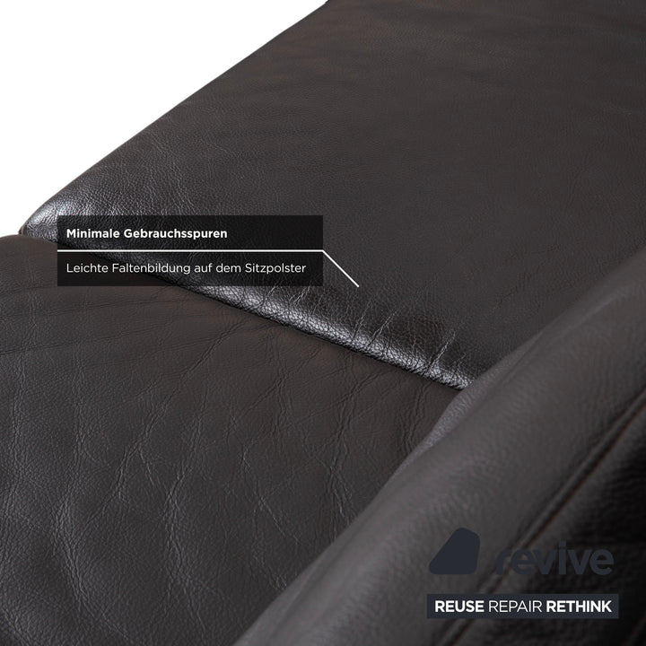 Brühl Moule Leder Ecksofa Schwarz manuelle Funktion Sofa Couch