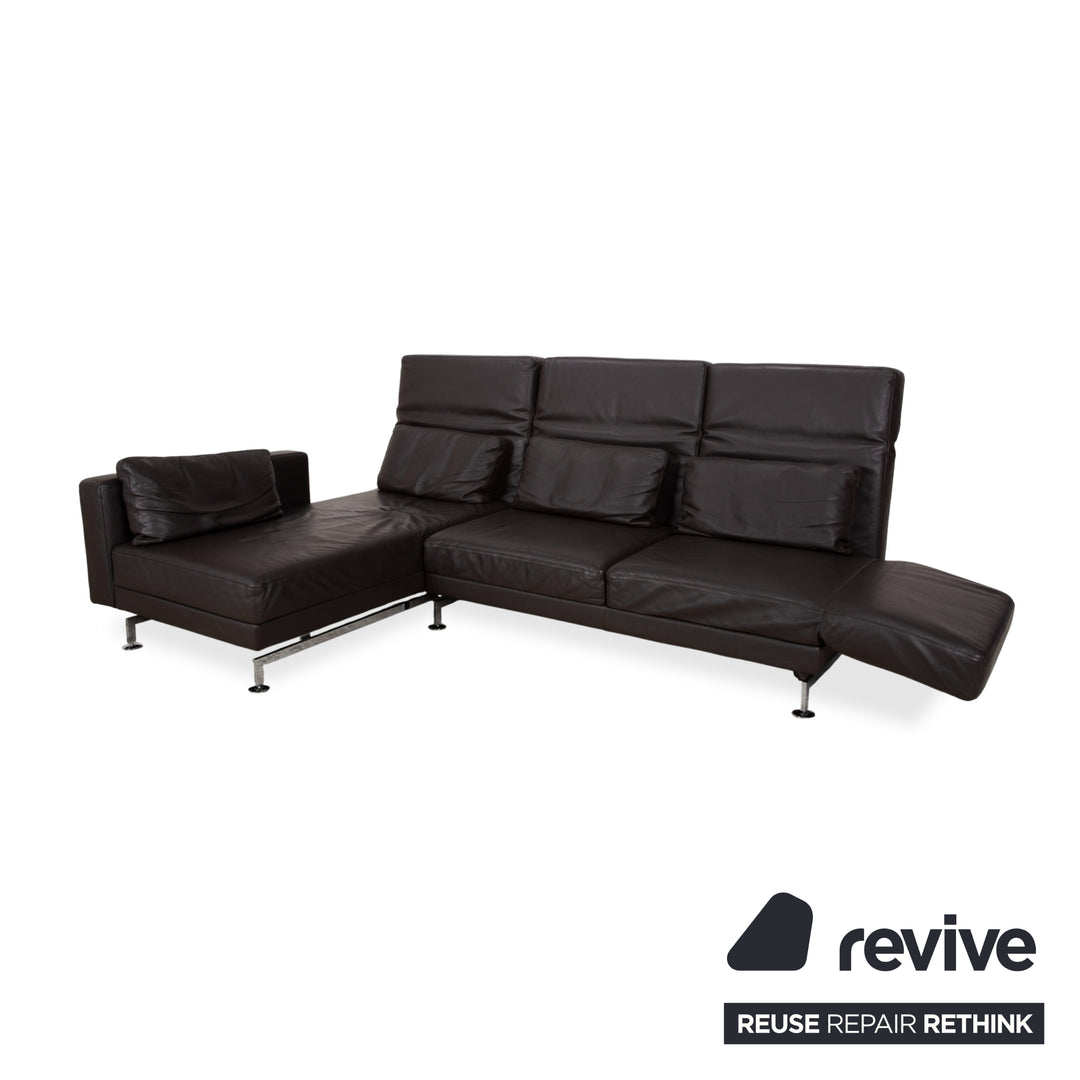 Brühl Moule Leder Ecksofa Schwarz manuelle Funktion Sofa Couch