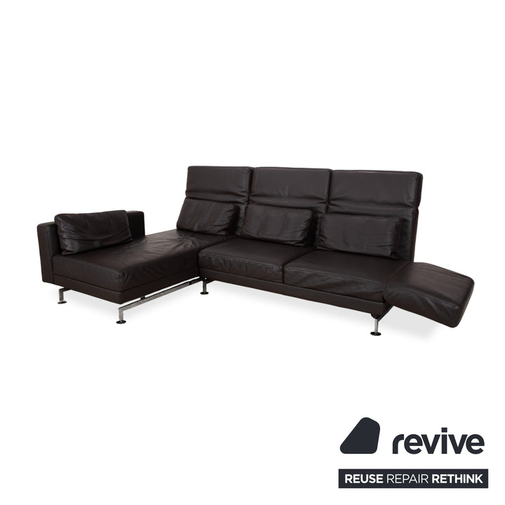Brühl Moule Leder Ecksofa Schwarz manuelle Funktion Sofa Couch