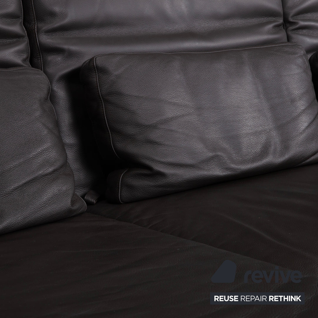 Brühl Moule Leder Ecksofa Schwarz manuelle Funktion Sofa Couch
