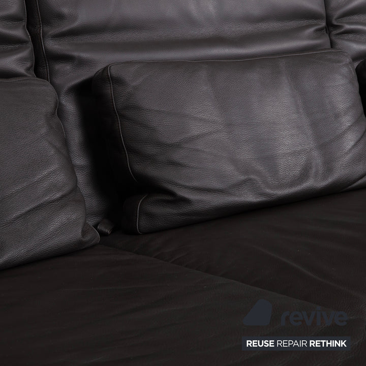 Brühl Moule Leder Ecksofa Schwarz manuelle Funktion Sofa Couch