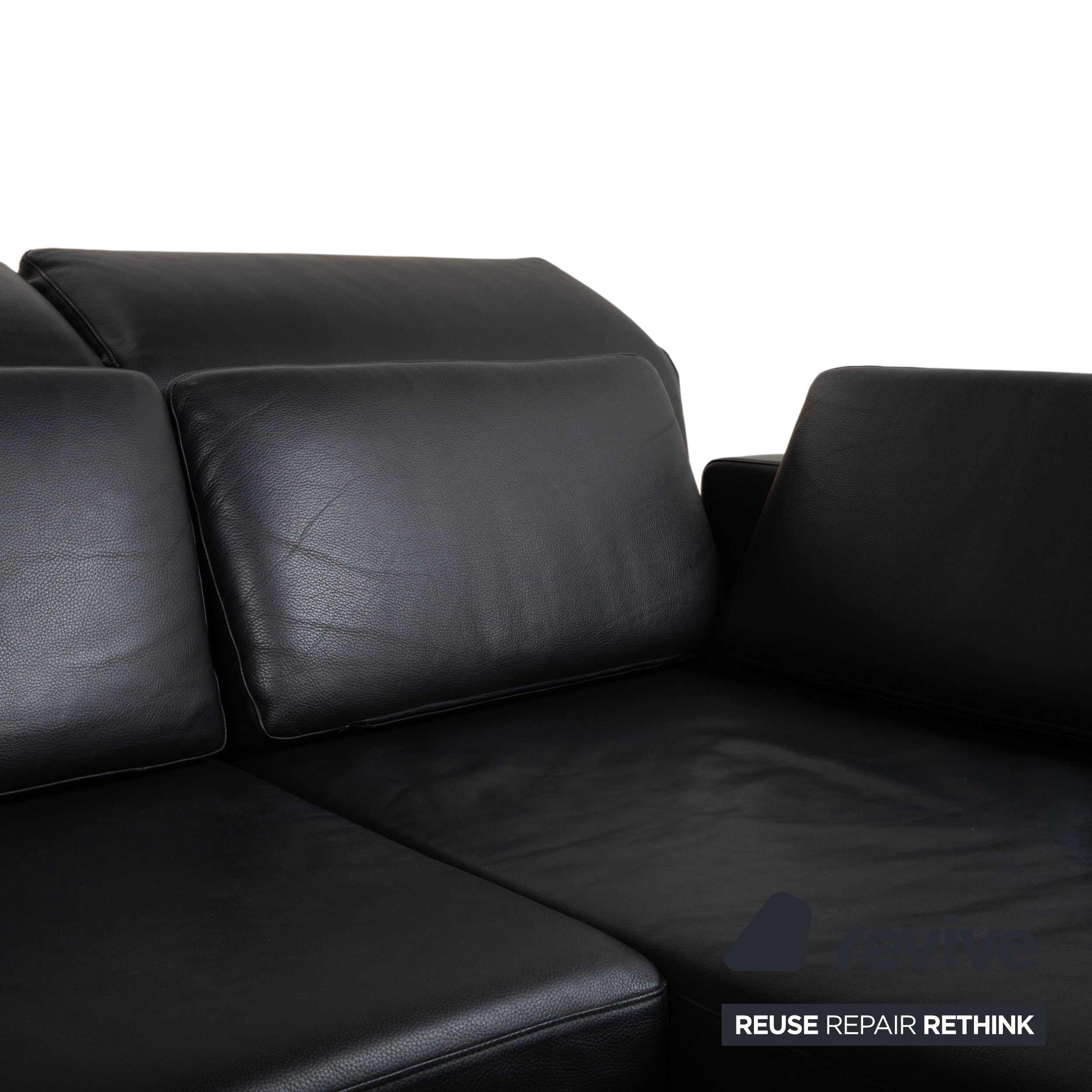 Brühl Moule Leder Chrom Ecksofa Schwarz Schlaffunktion Sofa Couch