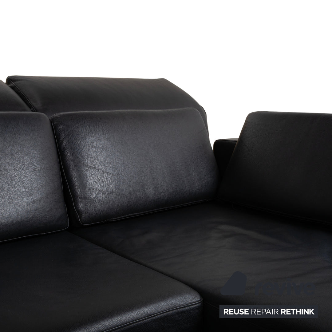 Brühl Moule Leder Chrom Ecksofa Schwarz manuelle Funktion Sofa Couch