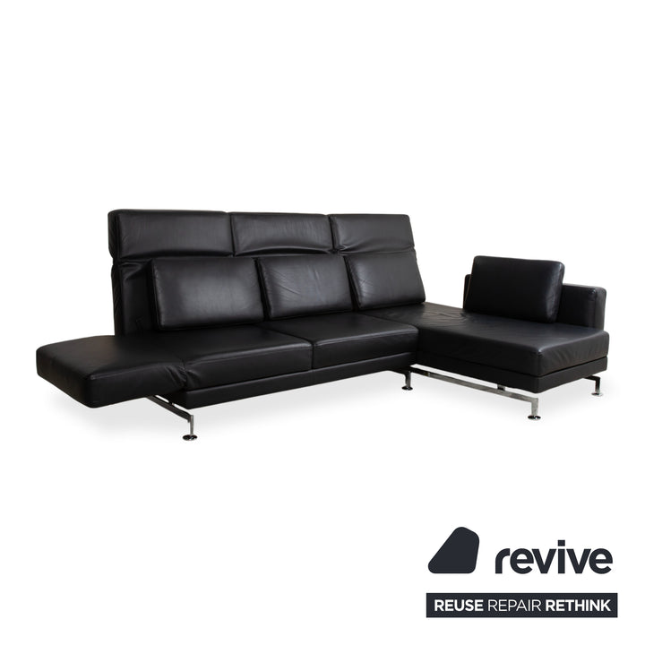 Brühl Moule Leder Chrom Ecksofa Schwarz Schlaffunktion Sofa Couch