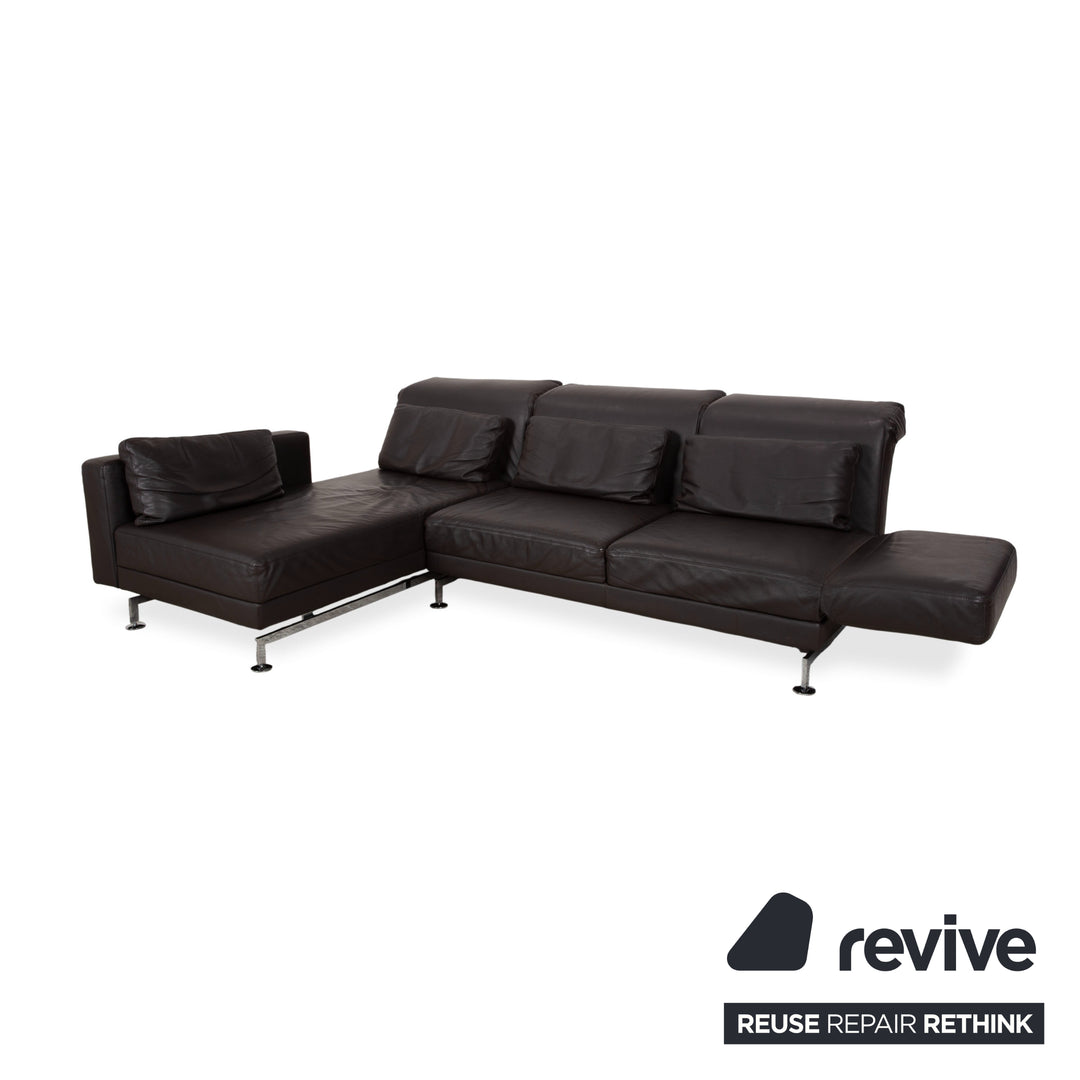 Brühl Moule Leder Ecksofa Schwarz manuelle Funktion Sofa Couch