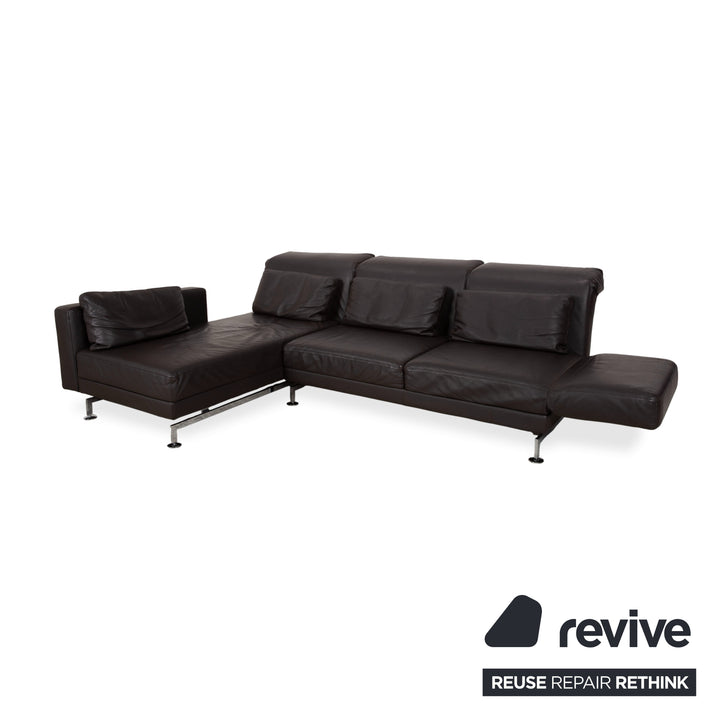 Brühl Moule Leder Ecksofa Schwarz manuelle Funktion Sofa Couch