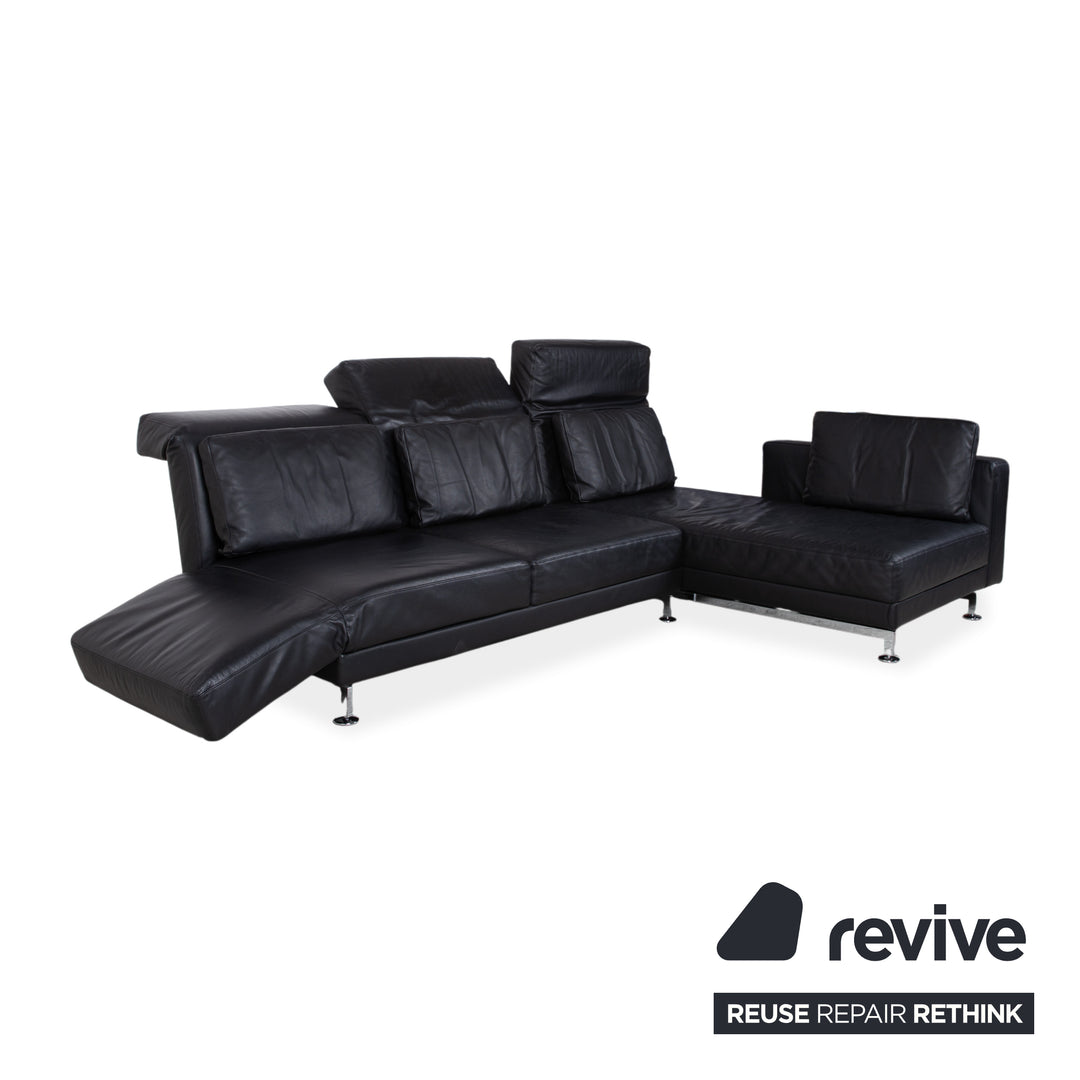 Brühl Moule Leder Ecksofa Schwarz Sofa Couch Manuelle Funktion