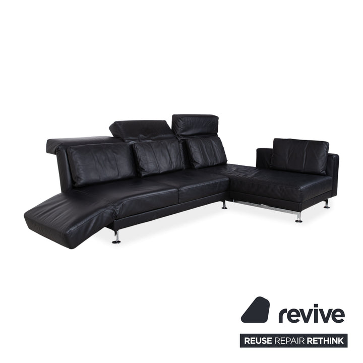 Brühl Moule Leder Ecksofa Schwarz Sofa Couch Manuelle Funktion