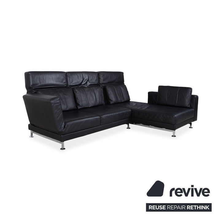 Brühl Moule Leder Ecksofa Schwarz Sofa Couch Manuelle Funktion
