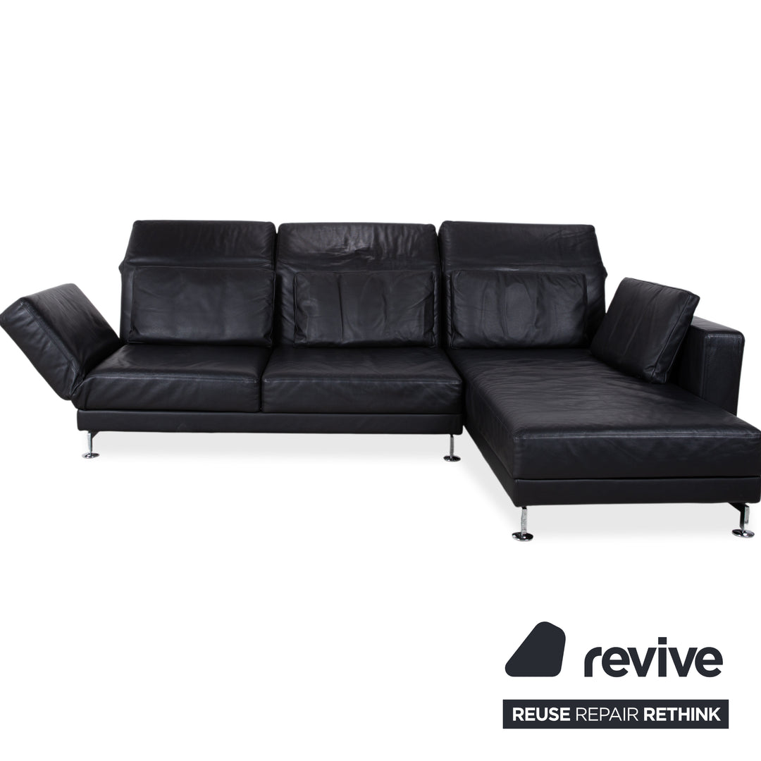 Brühl Moule Leder Ecksofa Schwarz Sofa Couch Manuelle Funktion