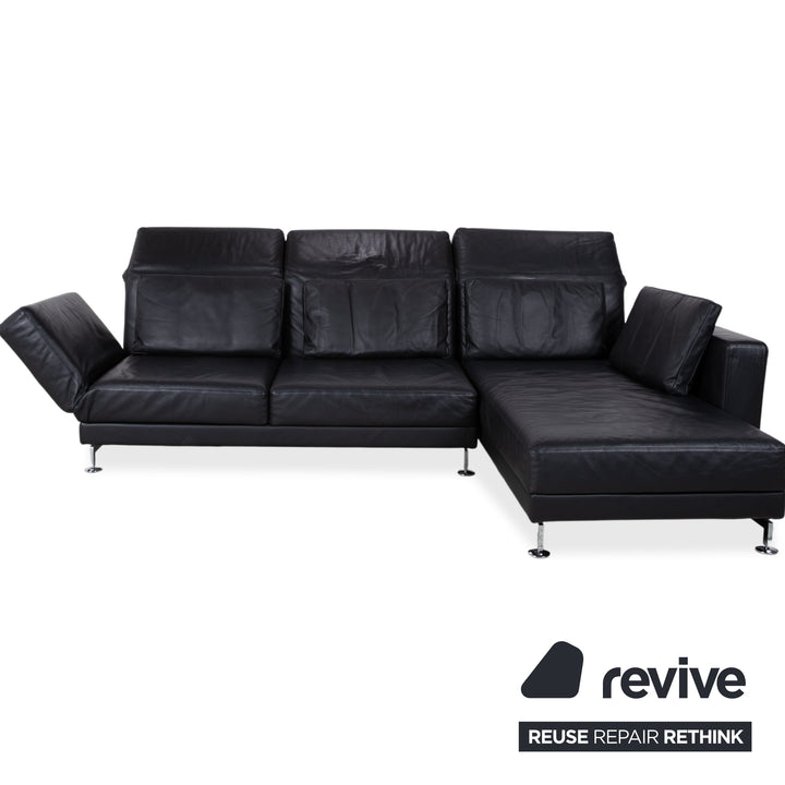 Brühl Moule Leder Ecksofa Schwarz Sofa Couch Manuelle Funktion