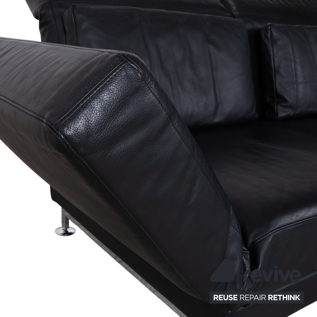 Brühl Moule Leder Ecksofa Schwarz Sofa Couch Manuelle Funktion