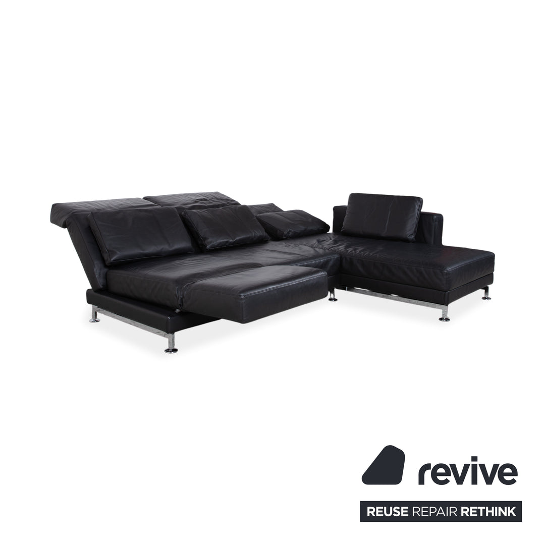 Brühl Moule Leder Ecksofa Schwarz Sofa Couch Manuelle Funktion