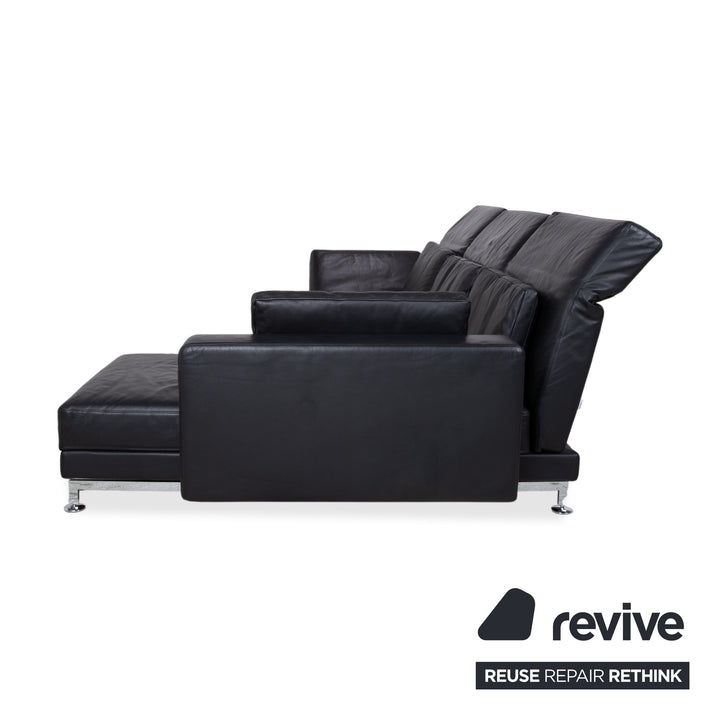 Brühl Moule Leder Ecksofa Schwarz Sofa Couch Manuelle Funktion