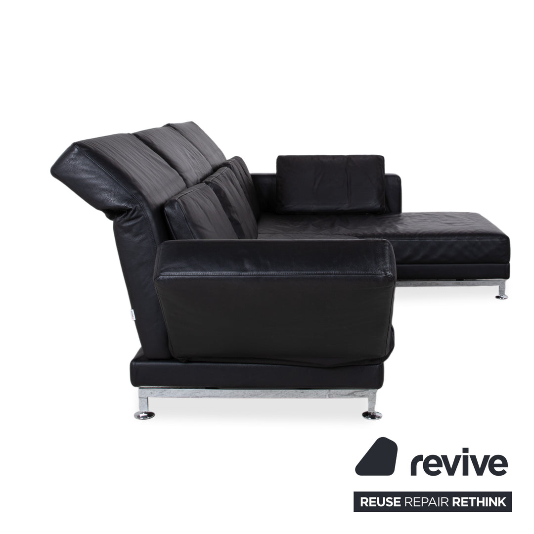 Brühl Moule Leder Ecksofa Schwarz Sofa Couch Manuelle Funktion