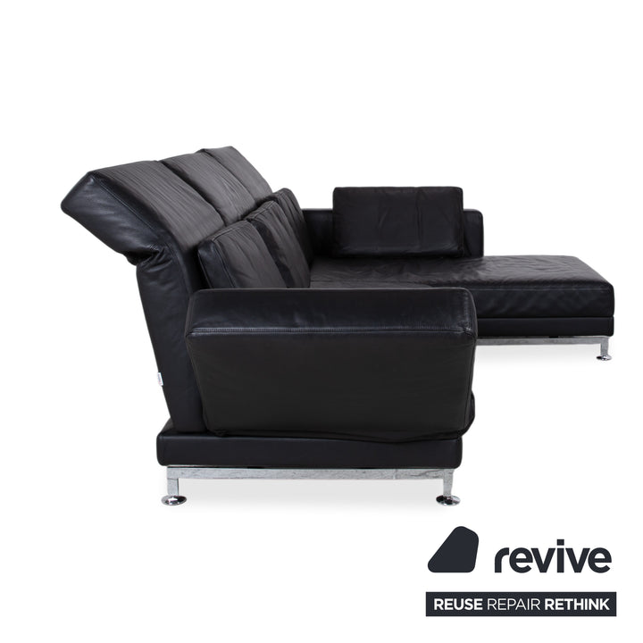 Brühl Moule Leder Ecksofa Schwarz Sofa Couch Manuelle Funktion