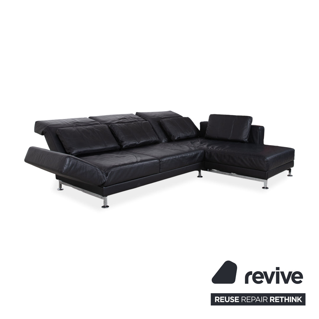 Brühl Moule Leder Ecksofa Schwarz Sofa Couch Manuelle Funktion