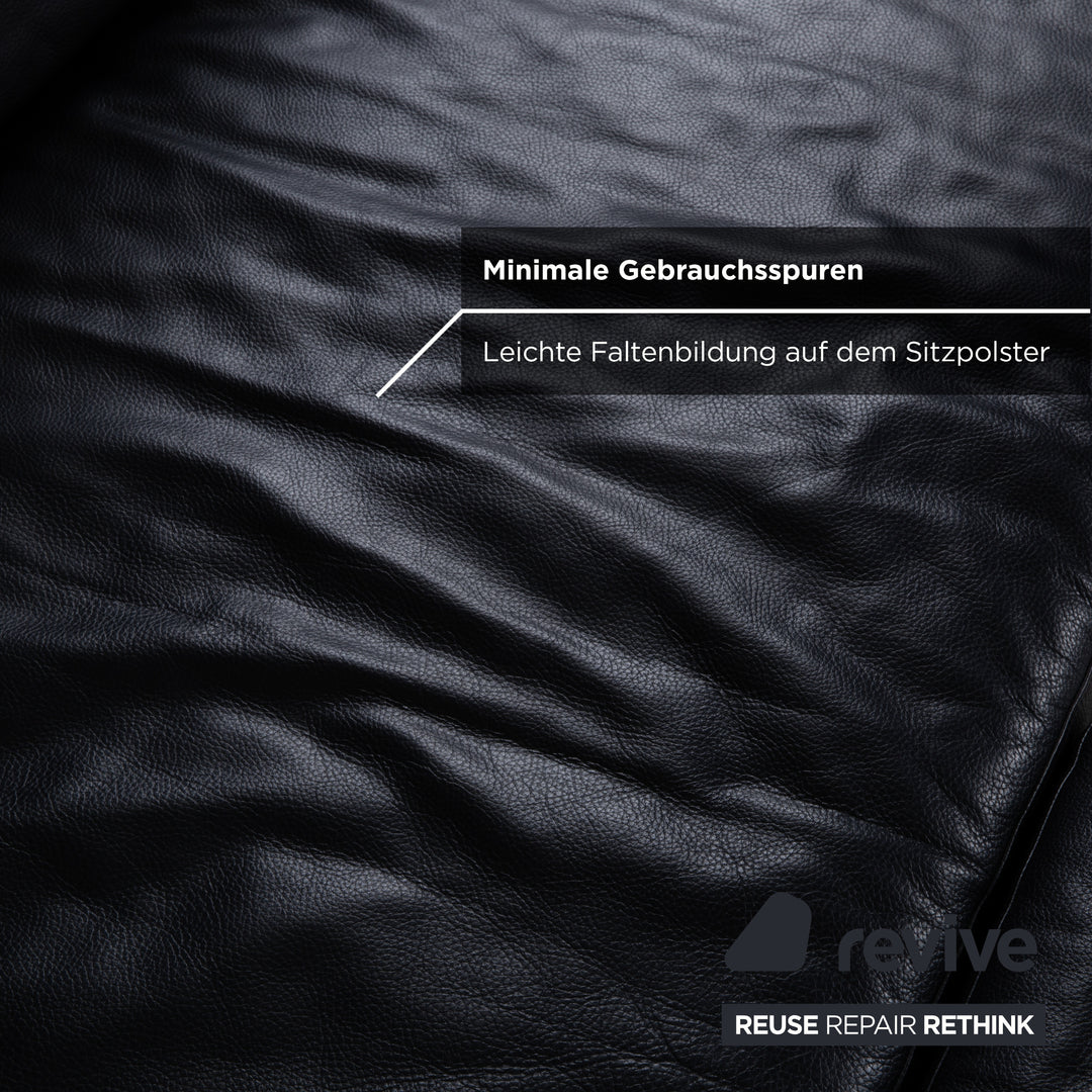 Brühl Moule Leder Ecksofa Schwarz Sofa Couch Manuelle Funktion